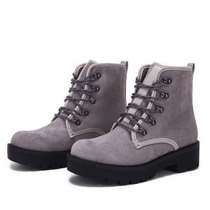 Grey Lace Up Chunky Ankle Boots
